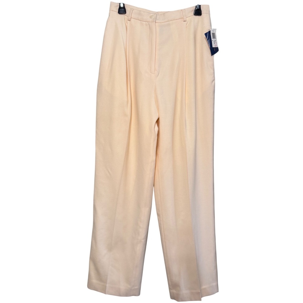 Charter Club Eggshell Cream 100% Worsted Wool Pleated Dress Pants 10 NWT 1818A